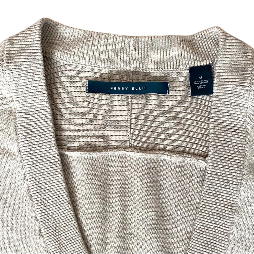 Perry Ellis Beige Knit Cardigan - Picture 2 of 2